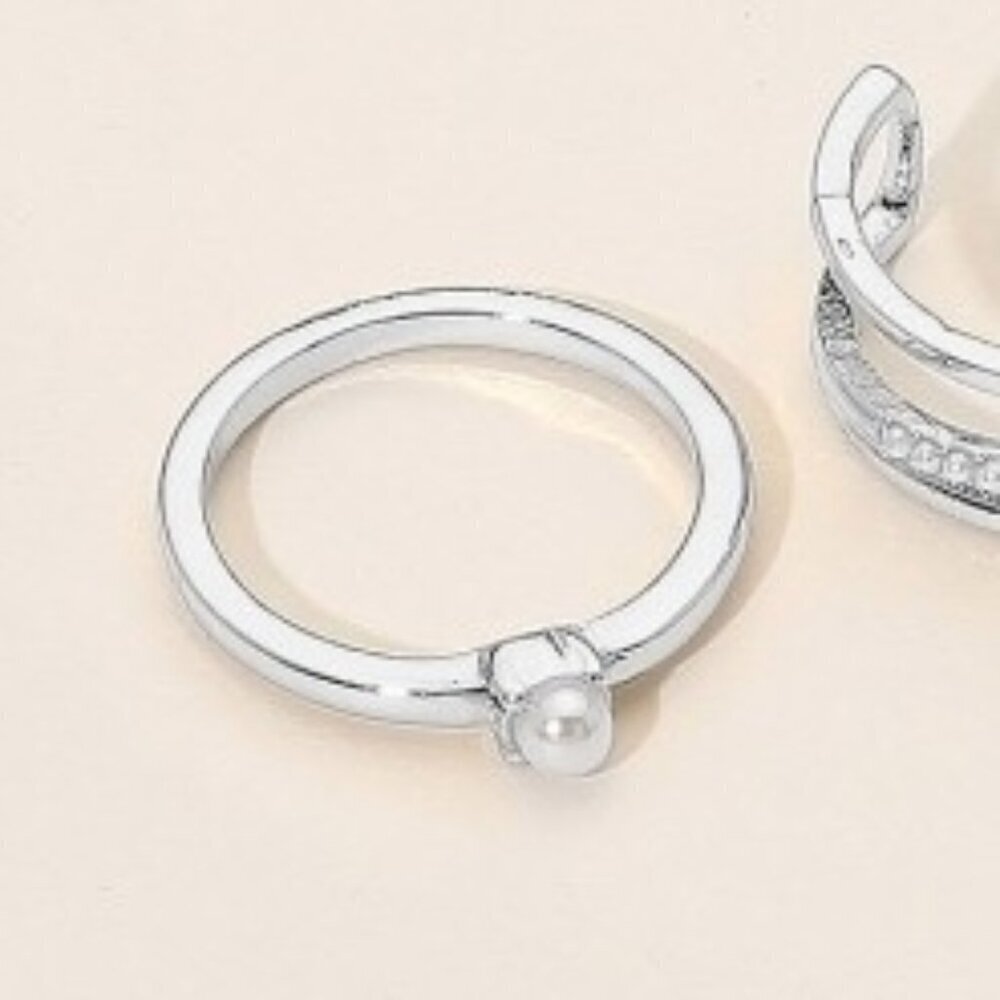 SILVER DIPPED PEARL RING - Picture 1 of 1
